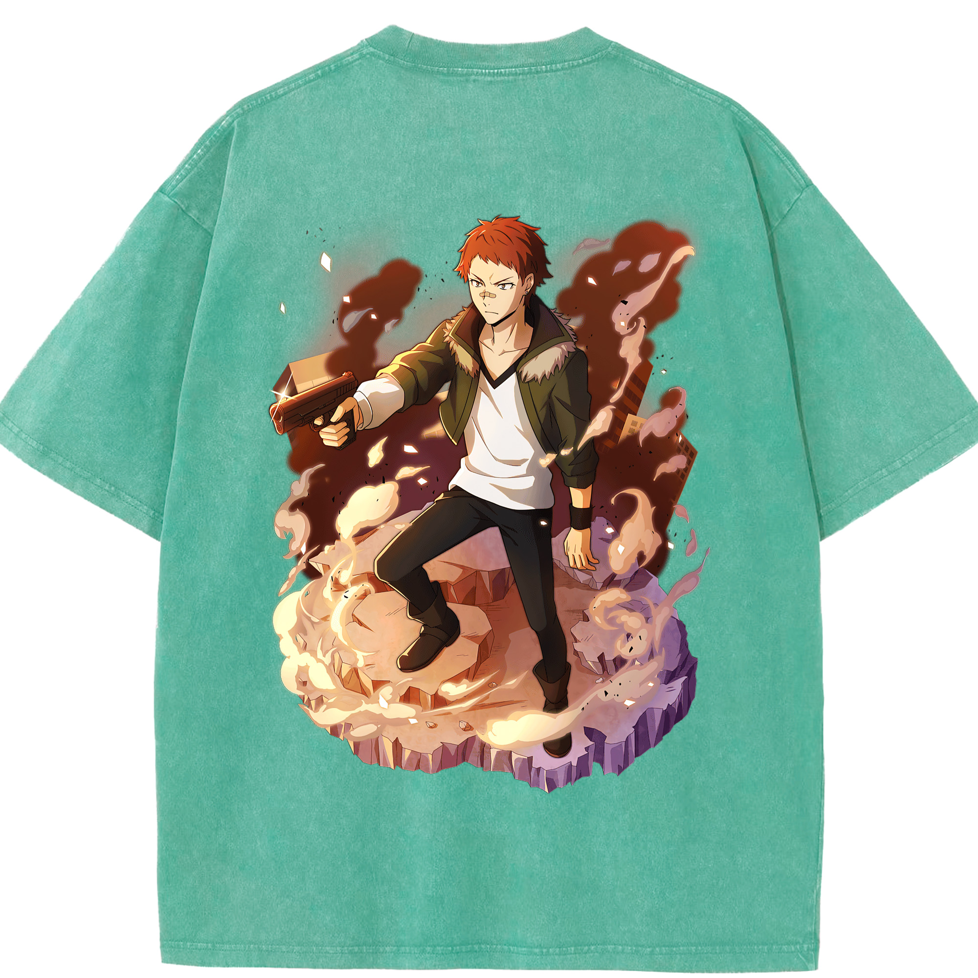 （画像用） 文豪ストレイドッグス Bungo Stray Dogs 綿100% ヴィンテージ風 半袖Tシャツ（背面プリント）